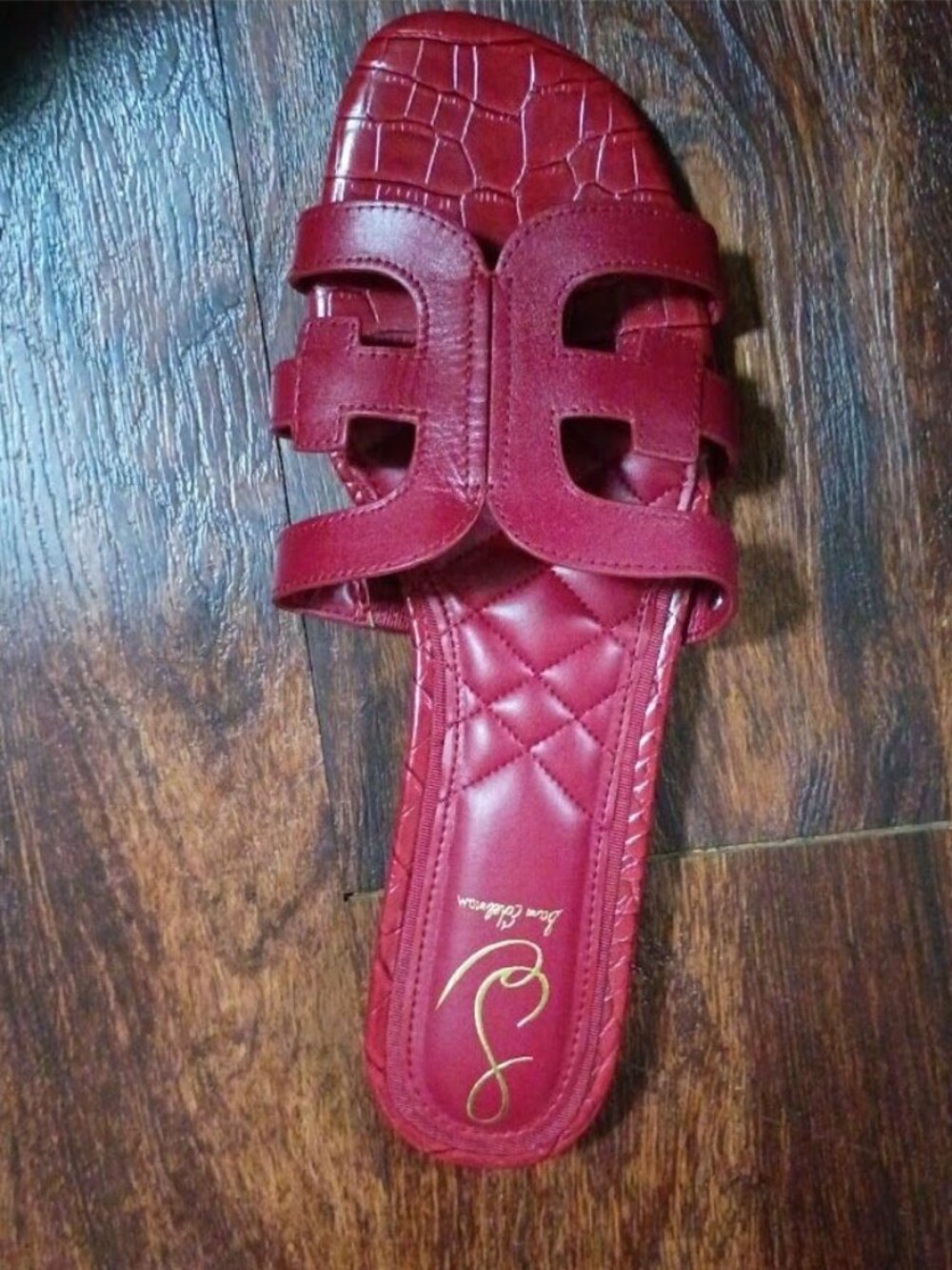 Sam Edelman Womens Red Crocodile-Embossed Slip-On Sandals Size 9.5 / 10 - Picture 2 of 7